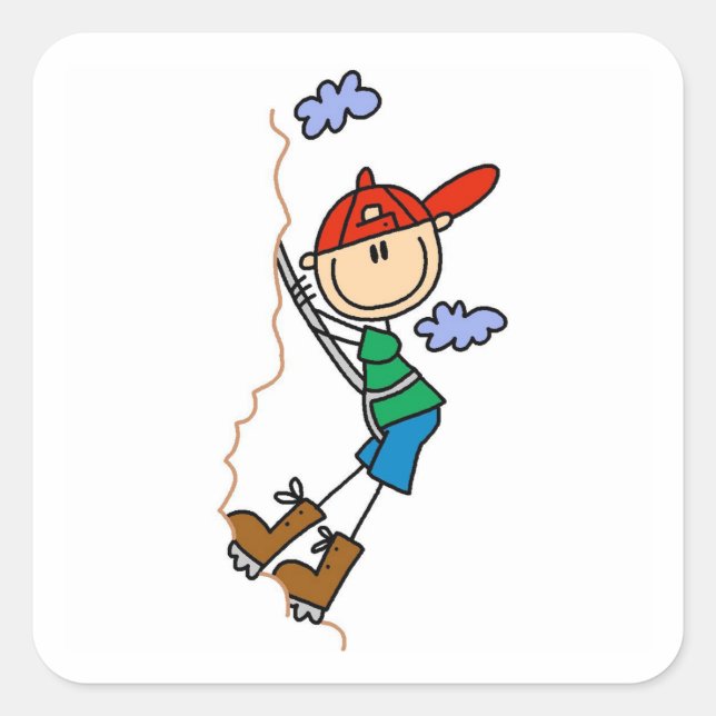 Rock Climbing Stick Figure Square Sticker (Front)