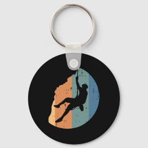 Rock Climbing Sunset Retro Mountain Climber Men Wo Keychain