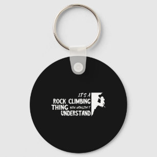 Rock Climbing Thing Bouldering Rock Climber Sunset Keychain