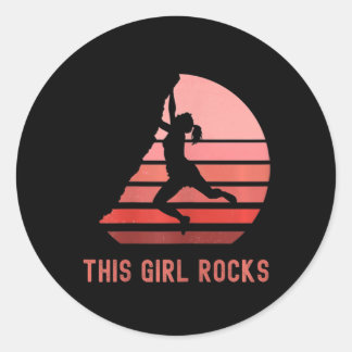 Rock Climbing This Girl Rocks Bouldering Mountain Classic Round Sticker