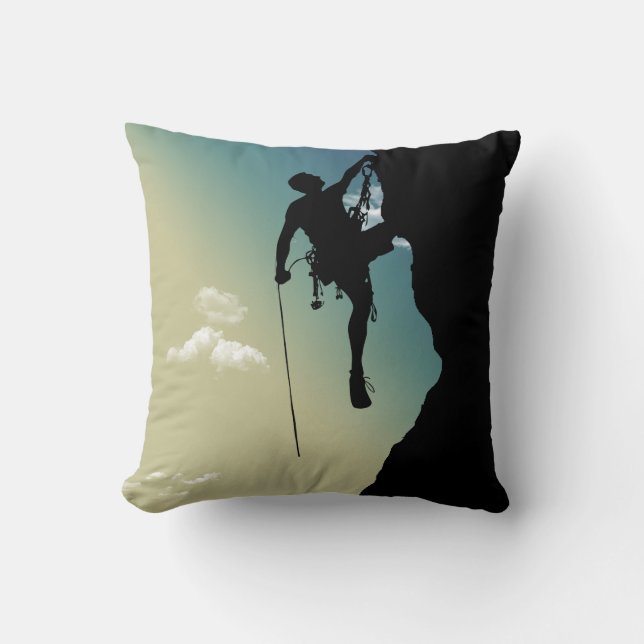 Rock Climbing Throw Pillow (Front)