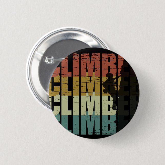 Rock climbing vintage climber 2 inch round button (Front & Back)