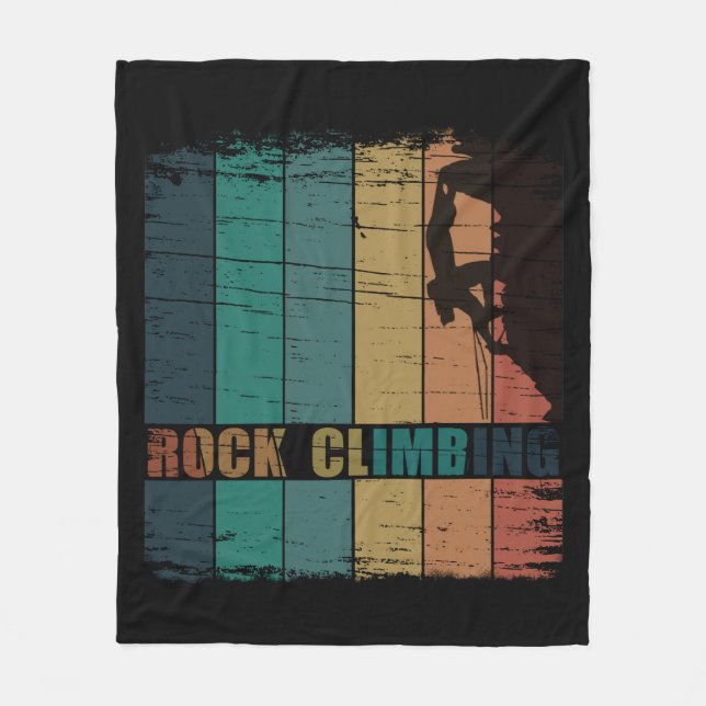 Rock climbing vintage climber fleece blanket (Front)