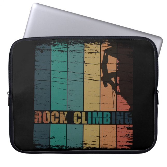 Rock climbing vintage climber laptop sleeve (Front)