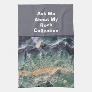 Rock Collector Humor Purple Green Polished Stone Kitchen Towel