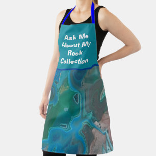 Rock Collector Humour Blue Green Marbled Stone Apron