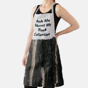 Rock Collector Humourous Black White Striped Stone Apron