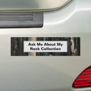 Rock Collector Humourous Black White Striped Stone Bumper Sticker