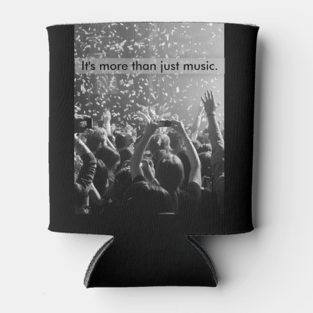 Rock Concert Audience Hands Grey & Black Music Can Cooler (Front)