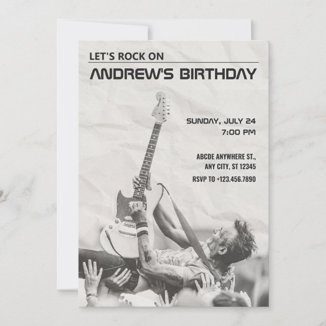 Rock concert birthday invitation (Front)