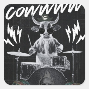 Rock Cow Drummer Gothic Grunge Sticker