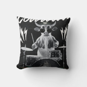 Rock Cow Drummer Gothic Grunge Throw Pillow