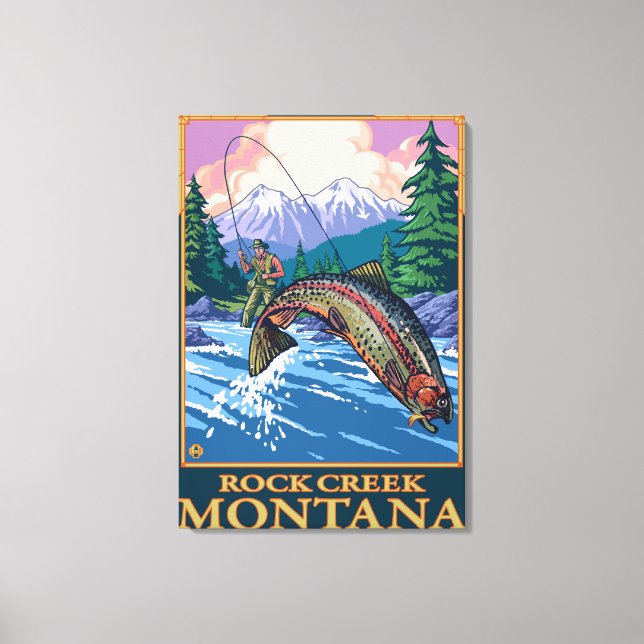 Rock Creek, MontanaFly Fishing Scene Canvas Print (Front)
