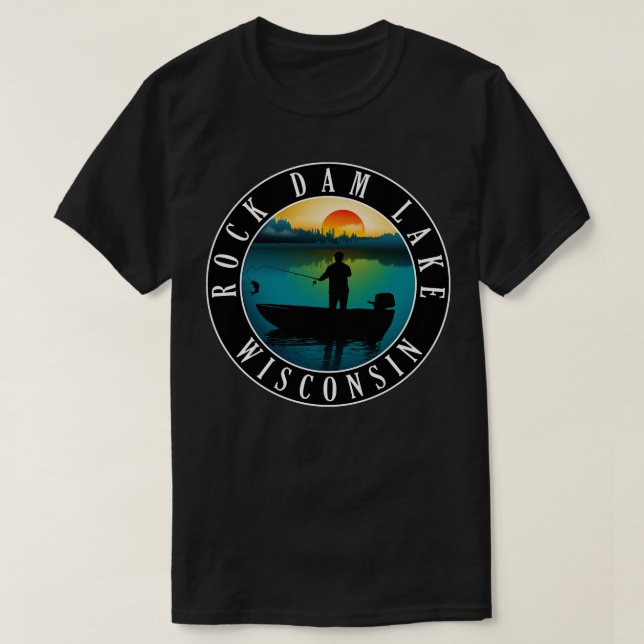 Rock Dam Lake Wisconsin Fishing T-Shirt (Design Front)
