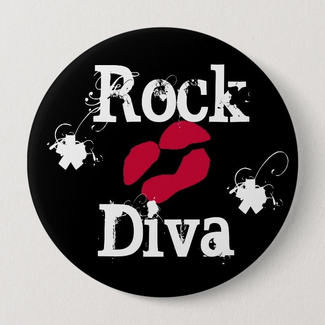 'Rock Diva In Black" Button (Front)