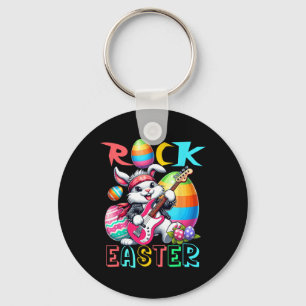 Rock Easter Costume Bunny Playing Guitar Guitarist Keychain