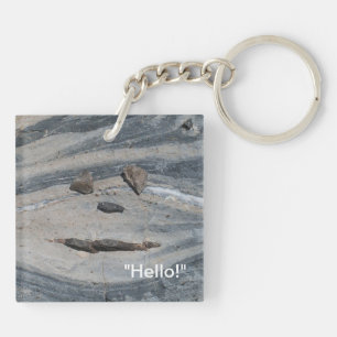 Rock Face Says Hello! Keychain