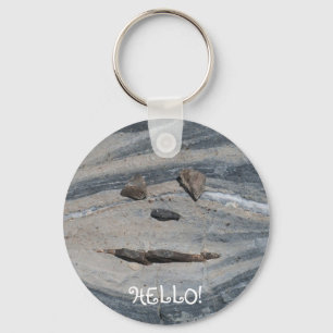 Rock Face Says Hello Keychain