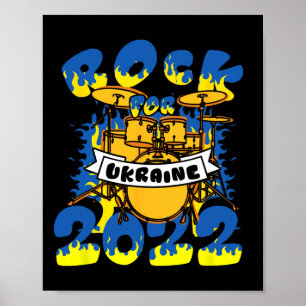 Rock For Ukraine Drum Set Instrument Ukraine Flag Poster