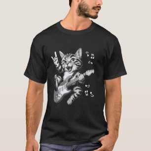 Rock Forever Acoustic Guitar Cat Funny Vintage Mus T-Shirt
