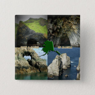 Rock Formations and Caves in Alaska Collage 2 Inch Square Button
