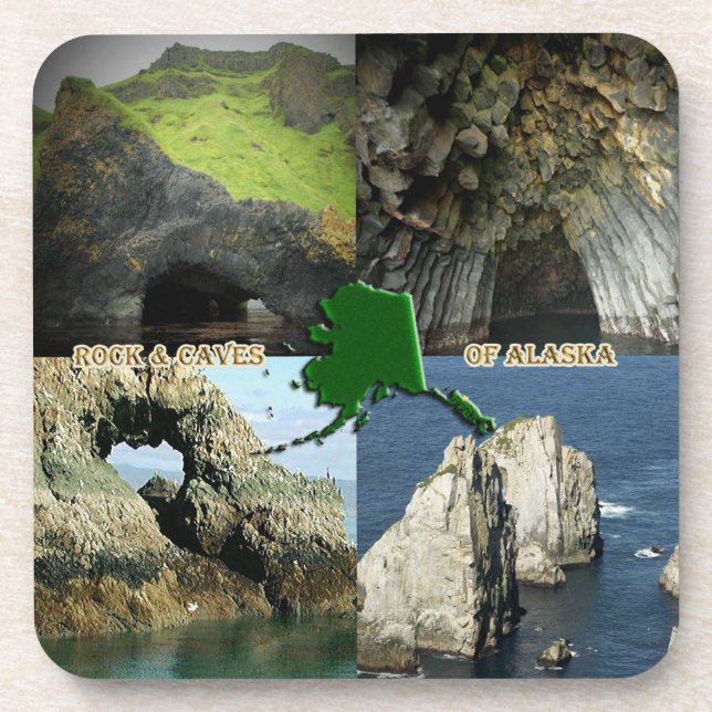 Rock Formations and Caves in Alaska Collage Coaster (Front)