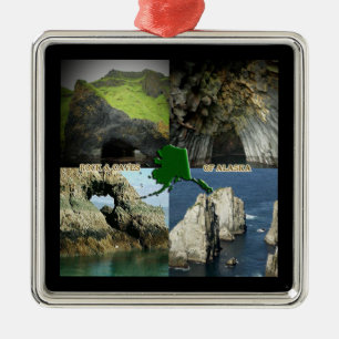 Rock Formations and Caves in Alaska Collage Metal Ornament