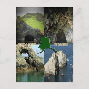 Rock Formations and Caves in Alaska Collage Postcard