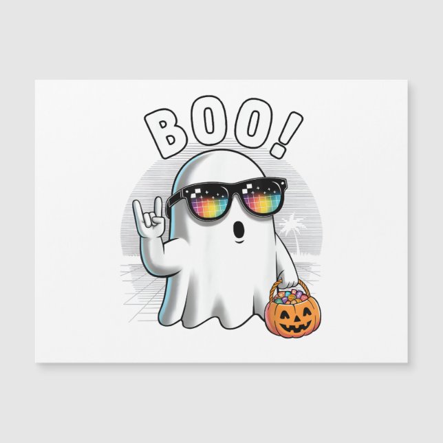 Rock Ghost Retro Halloween Pumpkin Funny Boo (Front)