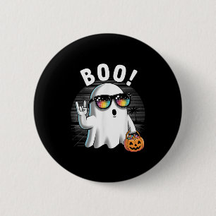 Rock Ghost Retro Halloween Pumpkin Funny Boo  2 Inch Round Button