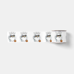 Rock Ghost Retro Halloween Pumpkin Funny Boo Satin Ribbon