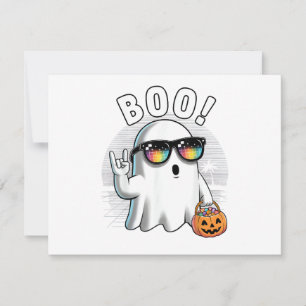 Rock Ghost Retro Halloween Pumpkin Funny Boo Save The Date