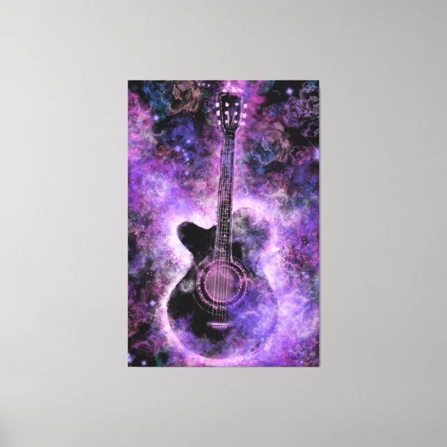 Rock Guitar Canvas Print Painting Purple Wall Art (Front)