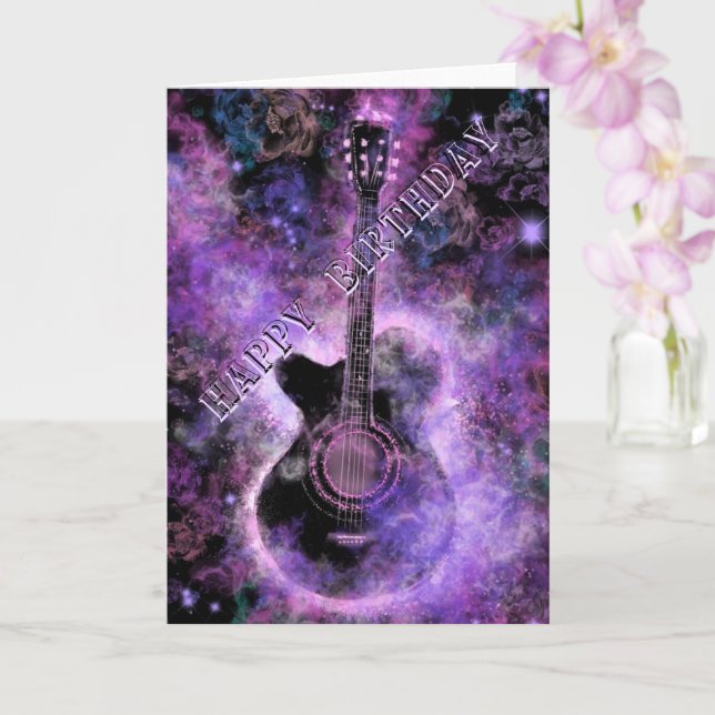 Rock Guitar carte d'anniversaire musicale (Orchidée)