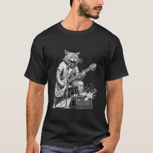 Rock Guitar Cat T-Shirt for Men – Funny Cat Music