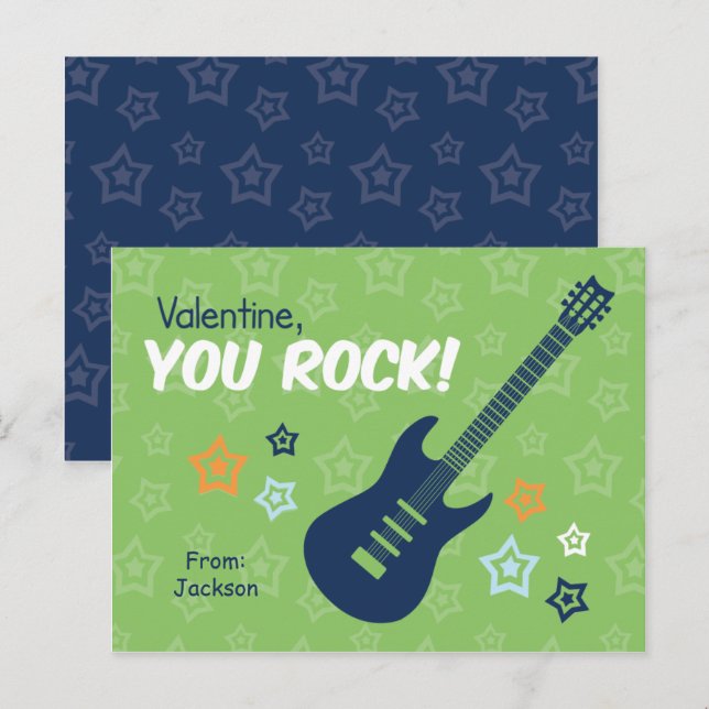 Rock Guitar Class Valentines Holiday Postcard (Front/Back)