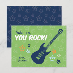 Rock Guitar Class Valentines Holiday Postcard