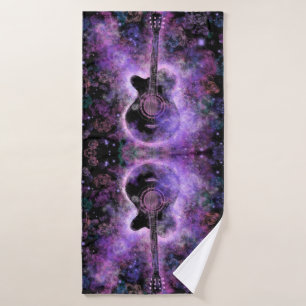 Rock Guitar Music Bath Towel Set - Purple
