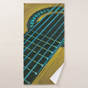 Rock guitar player bath towel set