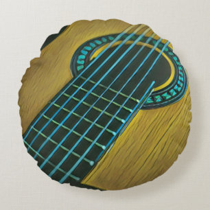 Rock guitar player round pillow