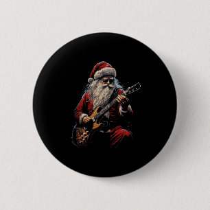 Rock Guitar Santa Claus Playing Guitar - Funny Chr 2 Inch Round Button