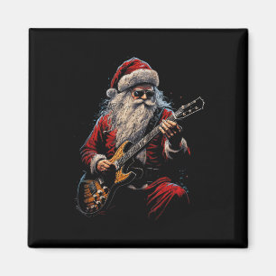 Rock Guitar Santa Claus Playing Guitar - Funny Chr Magnet