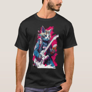 Rock Guitar Snowshoe Cat Guitarist T-Shirt