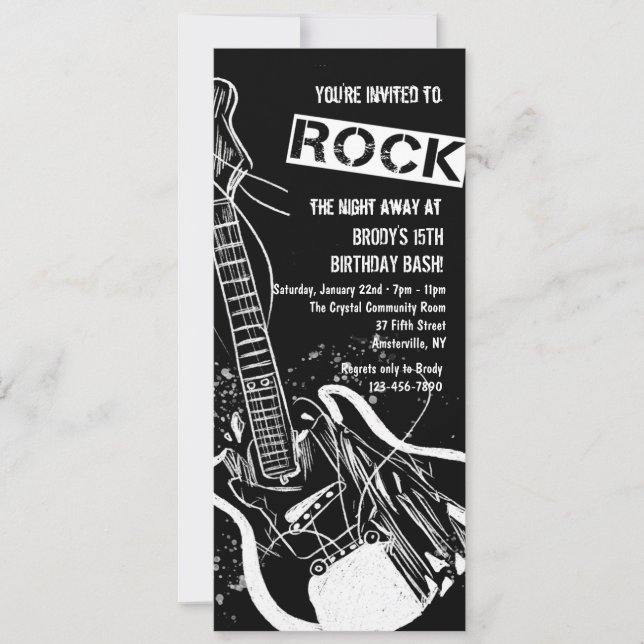 Rock Guitare Black Invitation (Devant)