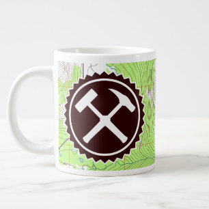 Rock Hammer Badge with Topo Map- Personalized Large Coffee Mug