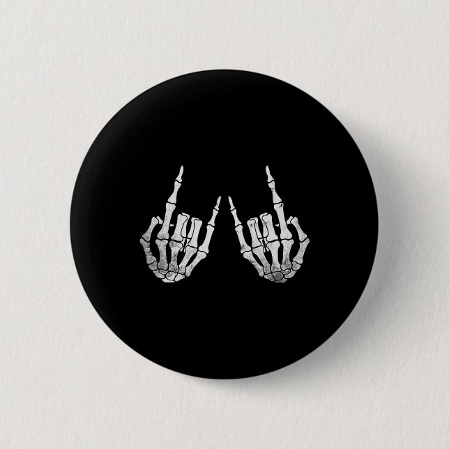 Rock Hand Lazy Halloween Costume Cool Bones  2 Inch Round Button (Front)