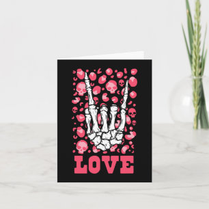 Rock Hand Love Skull Valentines Day Men Women Kids Card