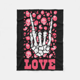 Rock Hand Love Skull Valentines Day Men Women Kids Fleece Blanket