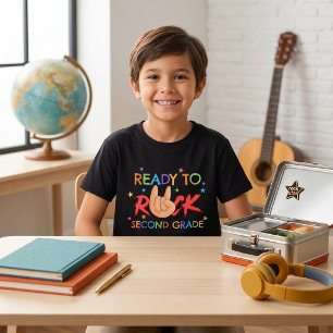 Rock Hand Sign 2nd Grade Bold Graphic Back to Scho T-Shirt