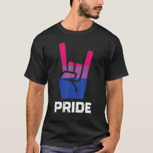 Rock Hand Sign Bisexual Bi Pride Flag Lgbtq Punk M T-Shirt